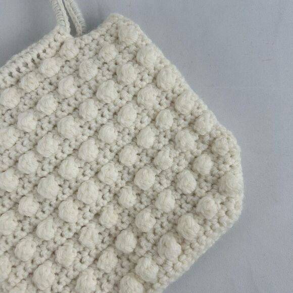 Vintage White Handmade Knitted Mini Handbag Clutch - Picture 5 of 6